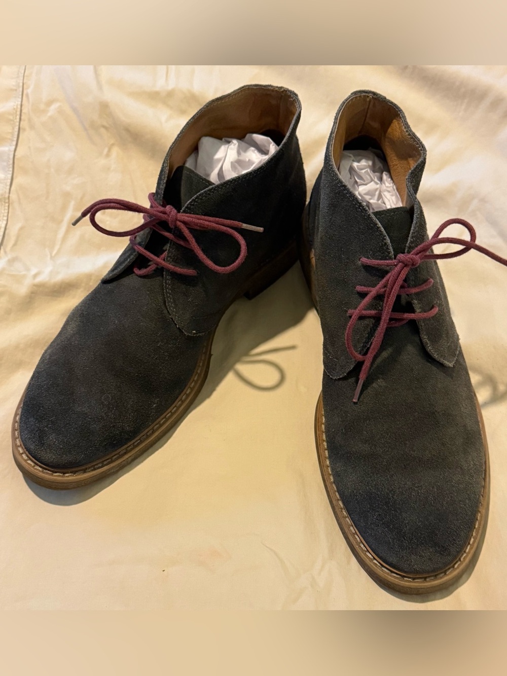 Size 13M 1901 Nordstrom Gray Suede Chukka Boots Men’s Burgundy Laces Nordstrom